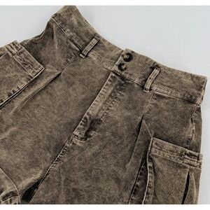 Oli & Hali Corduroy Shorts Brown Mineral Wash Elastic Waist Small